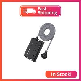 Addtam Ad5005b Power Strip Etl Certificate Flat Plug Extension Cord With 3 Usb Ports 5