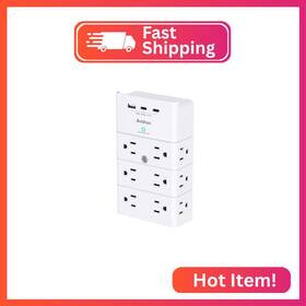 Addtam Ad5008c2 Multi Plug Outlet Surge Protector Wall Mount With 12 Extender 3 S