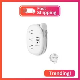 Alitayee A-717-w Usb C Travel Power Strip Portable With 3 Outlets Port