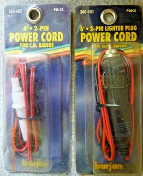 Barjan 300-403 2x 2-pin Cb Radio Power Cords 6ft With Lighter Plug And 4ft 2 Wires 3 Amp Fuse Nos