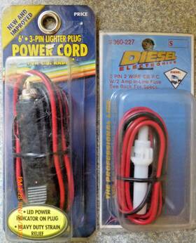 Barjan Diesel 300-402 2x 3-pin Cb Radio Power Cords 6ft With Lighter Plug 5ft Wire Ends Nos