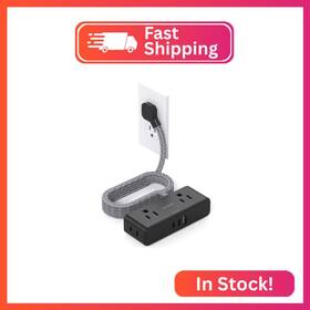 Beshon Bs104b Flat Extension Cord 6 Feet Plug Power Strip 4 Widely Outlets With