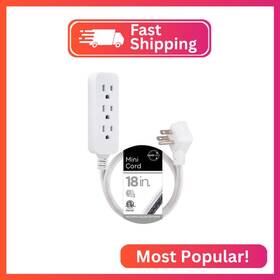 Cordinate 47297 Designer Mini 3-outlet Power Strip 18 In Braided Extension Cord Grou
