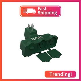 Elecan Fl-jc27 3-outlet Wall Plug Adapter Green Heavy Duty Outdoor Power Splitter Weathe