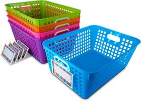 161347 - Excelligence Multi Purpose Storage Baskets And Clip On Labels Set -13 Inch X 10 -5 Pack Ne