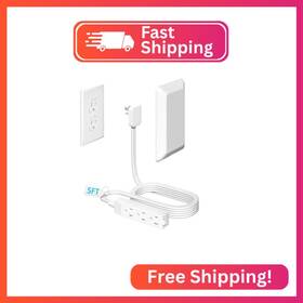 H Hunlee Hunlee-pc5-1625 5ft Flat Extension Cord Ultra Thin Outlet Concealer With