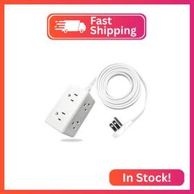 Happlee Zy-ac6 Power Strip With 6 Outlets Charging Ports 6ft Flat Plug Extension Cord