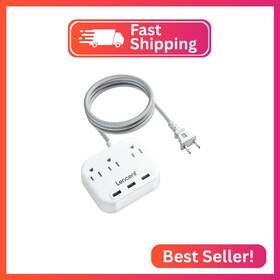 Lencent Wss-603-3u 2 Prong Power Strip To 3 Outlet Adapter 6.6 Ft Braided E