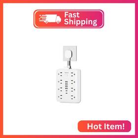 Mcscn Mp01u0 Short Extension Cord 0.082 Ft - Flat Plug Small Power Strip Surge Protector With