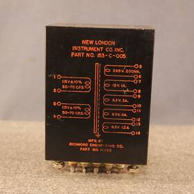 153-c-005 New London Sealed Power Transformer Dual 115/230 Input 285v 12v 3 6.3v Outputs See Desc