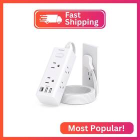 One Beat Ob6w3cf 5ft Extension Cord With Multiple Outlets Flat Plug Power Strip Surge Protector