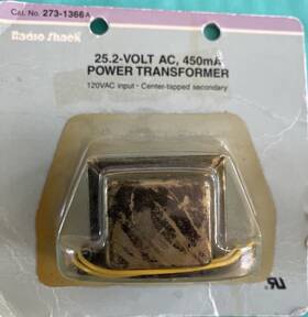 Radioshack 273-1366 Radio Shack 25.2-volt Ac 450ma Power Transformer 273-1366a 120vac Input 2