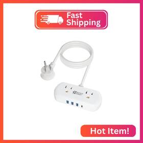 Superdanny Superdanny240-us 2ft Extension Cord Mini Surge Protector With 2 Wide-spaced Outlets