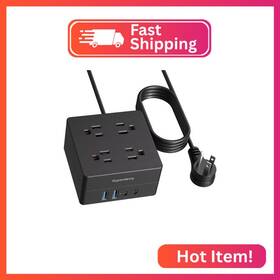 Superdanny Tp-fg4u4s-c 5ft Power Strip Surge Protector 900 Joules 4-outlet 4-usb Extension