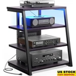 Compact Media Stand W/ Power Strips Adjustable Shelves Led Lighting New. Fixed Price $143.98.
