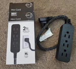 Cordinate 2FT Mini Braided With Flat Plug 3 Outlet Power Strip Black 47298. Fixed Price $7.95.