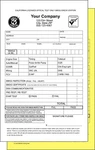 California Smog Test Inspection Form - Receipts Custom Printed 2 Part Ncr. Fixed Price $115.00.