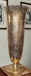 Vintage West Virginia Glass Co. Gold Splatter Vase Mcm 11 3/4 Tall. Fixed Price $34.50.