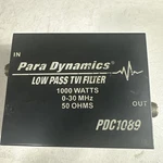 Para Dynamics Low Pass Tvi Filter 1000 Watts 0-30 Mhz 50 Ohms PDC1089 Untested. Fixed Price $19.99.