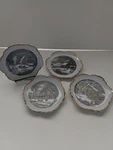 Vintage Currier And Ives 1970 Set Of 4 Plates Winter Old Homestead Scenes 7". Fixed Price $13.50.