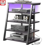 5-TIER Media Stand W/ Power Strips Led Lights Adjustable Shelves Av Rack New. Fixed Price $207.98.