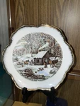 Vintage Porcelain Collector Plate Currier & Ives Decorative Winter Homestead. Fixed Price $8.00.