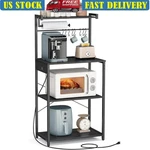 Baker's Rack W/ Power Strip 4 Adjustable Shelves Kitchen Storage Hooks New. Fixed Price $74.86.