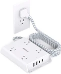 Surge Protector Power Strip, Addtam 5 Ft Flat Plug Extension Cord With 4 Usb Wal. Fixed Price $19.99.