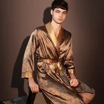 Men Summer Nightrobe One-piece Bathrobe Ice Silk Loungewear Large Size. Fixed Price $49.88.