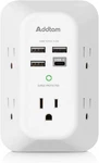 Addtam 5-OUTLET Extender Surge Protector, Multi Plug Wall With 4 Usb. Fixed Price $12.87.