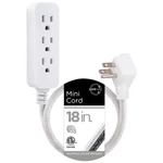 Cordinate Designer Mini 3-OUTLET Power Strip, 18 Braided In, White. Fixed Price $13.35.