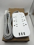 Mifaso Flat Power Strip 10 Ft Plug Extension Cord Outlets Usb Ports MFS6003. Fixed Price $26.96.